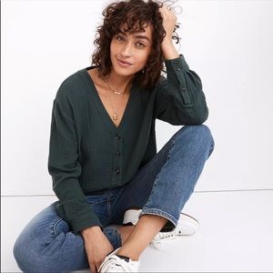 Madewell Dark Green Button-Up Top